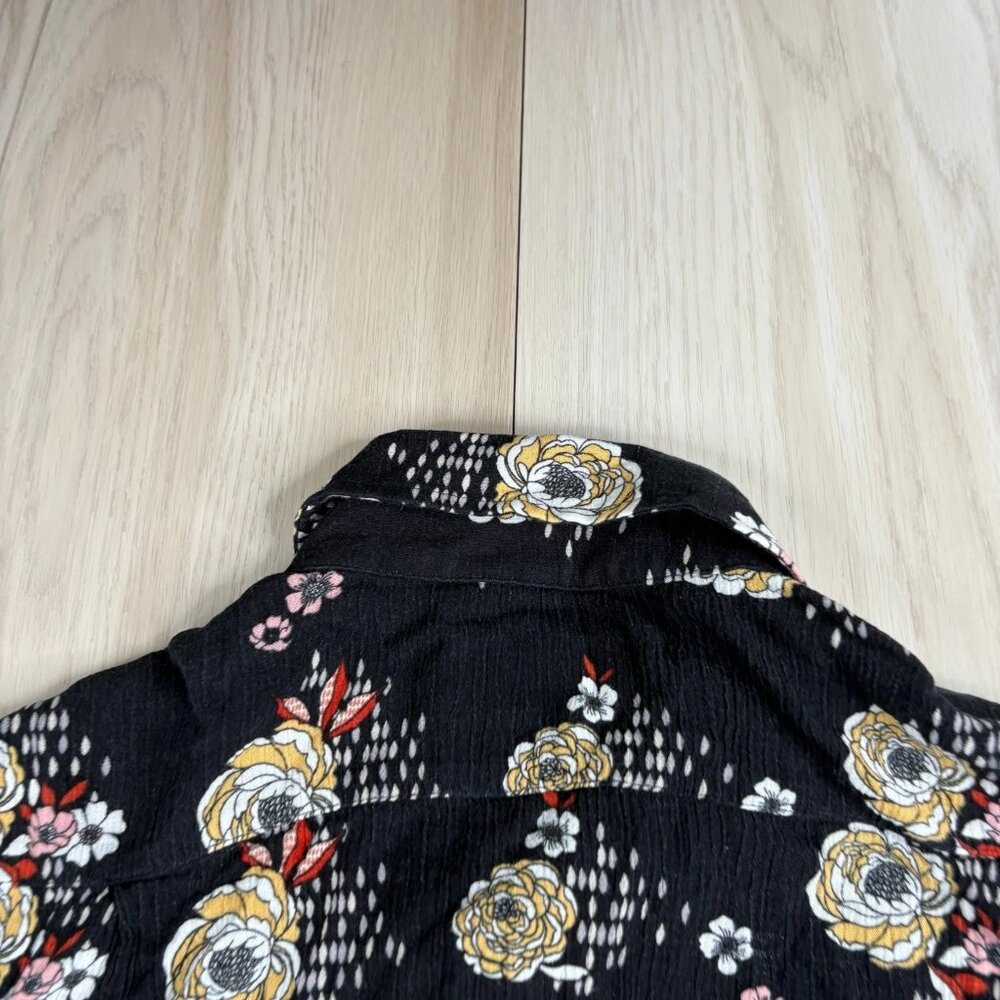 Seaplane Mens Black Floral Hawaiian Short Sleeve Comfy Button Up Shirt Size S - Picture 8 of 13